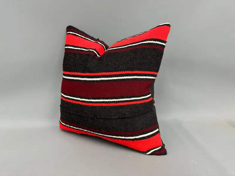 Cushion Cover, Turkish Pillow, Ethnical Kilim Rug Pillow, Interior Designer Pillow, Floor Pillow Case, 20x20 Red Pillow Cover - 3