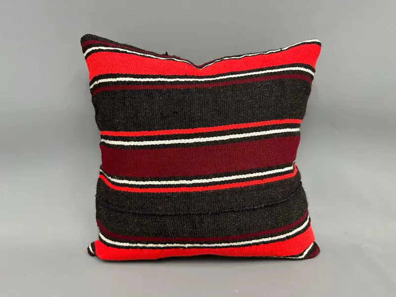 Cushion Cover, Turkish Pillow, Ethnical Kilim Rug Pillow, Interior Designer Pillow, Floor Pillow Case, 20x20 Red Pillow Cover - 4