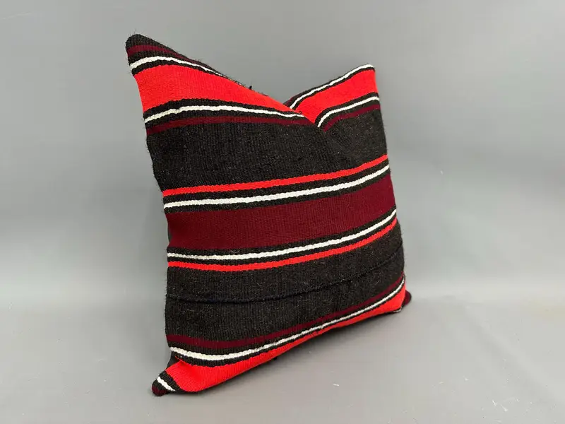 Cushion Cover, Turkish Pillow, Ethnical Kilim Rug Pillow, Interior Designer Pillow, Floor Pillow Case, 20x20 Red Pillow Cover - 2