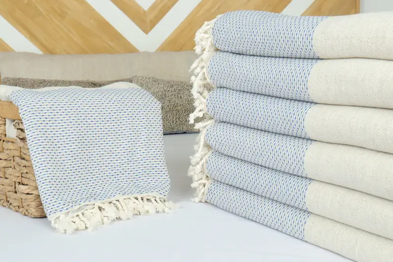 Bridal Shower Gift, Decorative Blanket, Beach Theme Bachelorette Party, Bridesmaid Gifts, 96x96 Cotton Polka Dot Towel, Organic Throw, Couch Blanket - 4