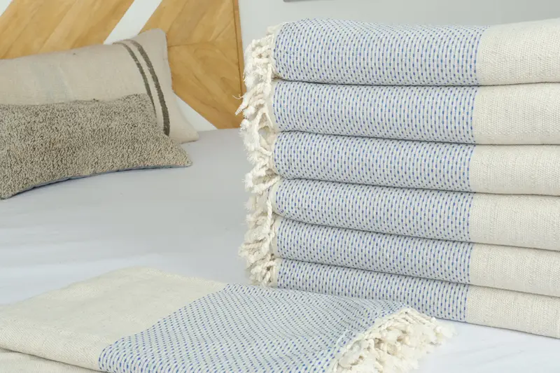 Bridal Shower Gift, Decorative Blanket, Beach Theme Bachelorette Party, Bridesmaid Gifts, 96x96 Cotton Polka Dot Towel, Organic Throw, Couch Blanket - 3