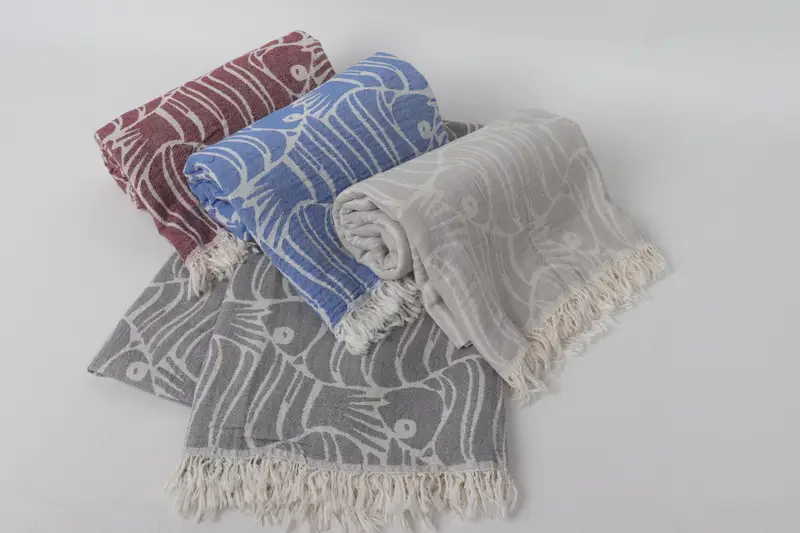 Employee Gifts, Beach Towel Bulk, Bachelorette Party Gifts, Custom Beach Towel, 70x36 Cotton Fish Design Towel, Turkish towel, Oversized Beach Towel - 4