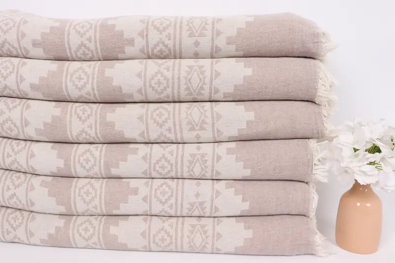Boho Throw Blankets, Bachelorette Party Favors, Gifts For Him, 92x80 Cotton Kilim Towel, Aesthetic Blanket, Bridesmaid Gifts, Turkish Cotton Blanket - 3