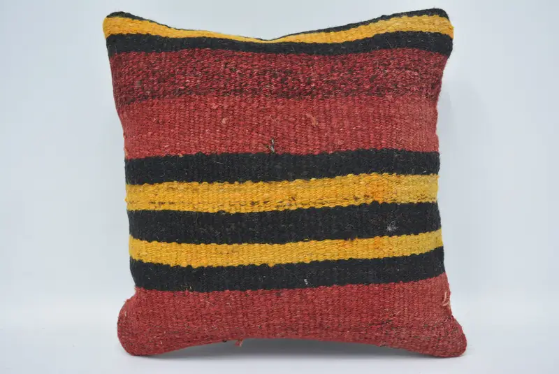 Handmade Kilim Cushion, 14x14 Red Pillow Case, Cushion Case, Nautical Throw Cushion, Pillow for Couch, Turkish Pillow, Christmas Cushion - 1