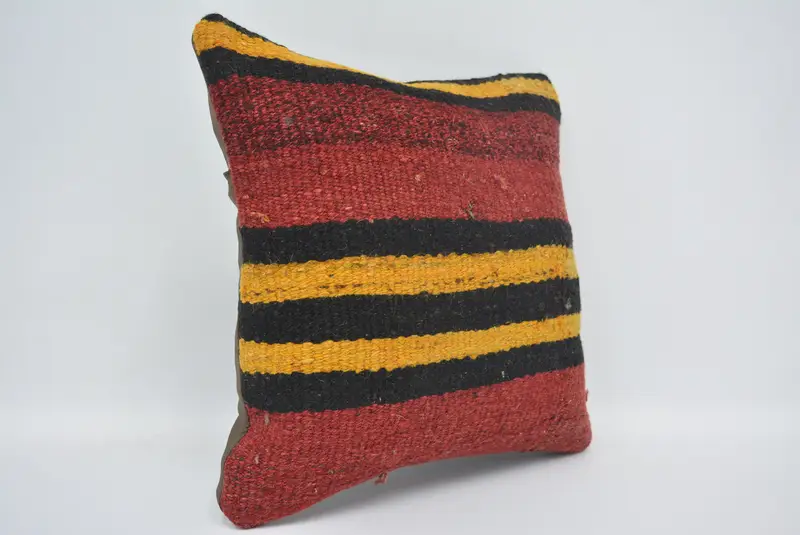 Handmade Kilim Cushion, 14x14 Red Pillow Case, Cushion Case, Nautical Throw Cushion, Pillow for Couch, Turkish Pillow, Christmas Cushion - 3