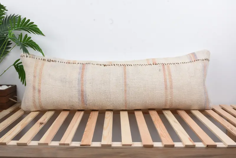 Anatolian Cushion Case, Kilim Cushion Sham, 16x48 White Pillow, Pillow Cover, Turkish Kilim Pillow, Ottoman Pillow Case, Home Decor Pillow - 1