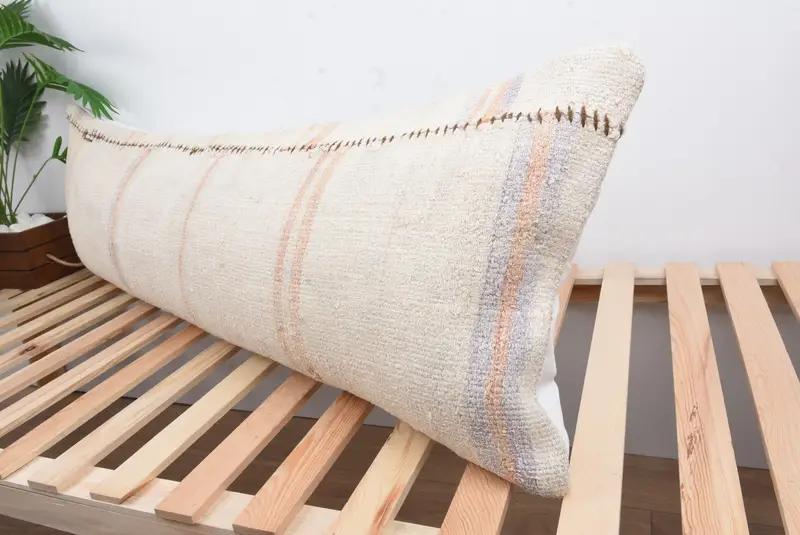Anatolian Cushion Case, Kilim Cushion Sham, 16x48 White Pillow, Pillow Cover, Turkish Kilim Pillow, Ottoman Pillow Case, Home Decor Pillow - 5