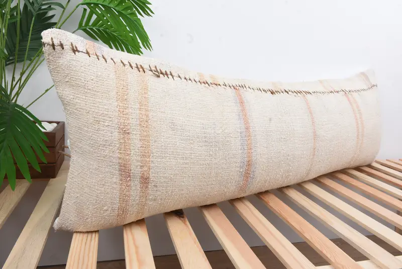 Anatolian Cushion Case, Kilim Cushion Sham, 16x48 White Pillow, Pillow Cover, Turkish Kilim Pillow, Ottoman Pillow Case, Home Decor Pillow - 4