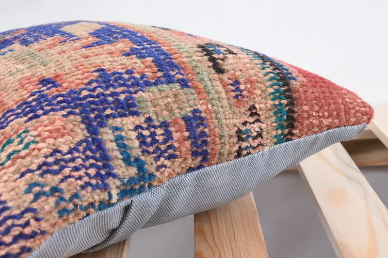 Turkish Pillow, Ethnical Kilim Rug Pillow, Kilim Cushion Sham, 12x12 Red Pillow Cover, Decorative Bolster Pillow, Cushion Cover - 7