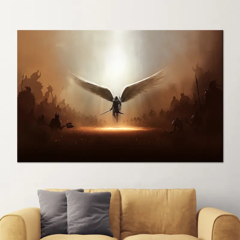 Warrior Angel Michael Angel Trendy Printed Canvas Art