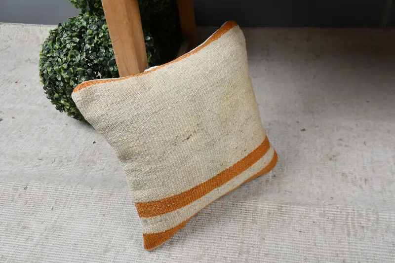 Kilim Cushion Sham, Home Decor Pillow, Throw Kilim Pillow, Pattern Throw Pillow Sham, Pillow, Farmhouse Pillow Cover, 12x12 Beige Pillow Sham - 7