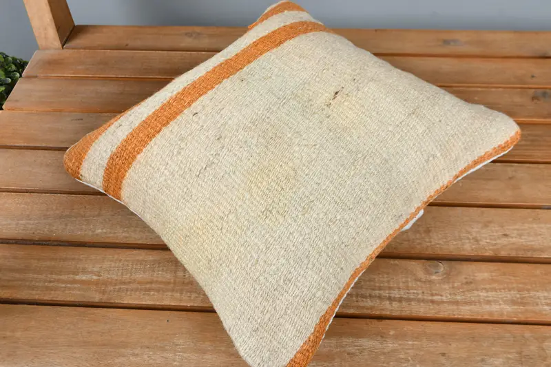 Kilim Cushion Sham, Home Decor Pillow, Throw Kilim Pillow, Pattern Throw Pillow Sham, Pillow, Farmhouse Pillow Cover, 12x12 Beige Pillow Sham - 2
