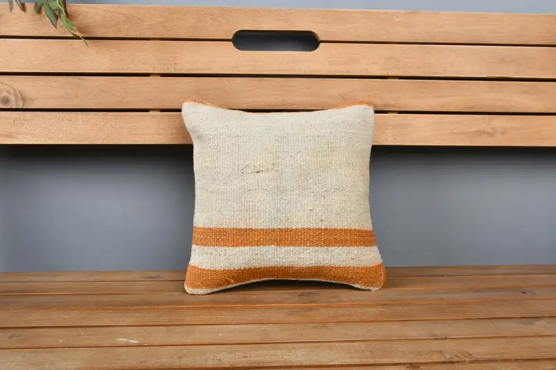 Kilim Cushion Sham, Home Decor Pillow, Throw Kilim Pillow, Pattern Throw Pillow Sham, Pillow, Farmhouse Pillow Cover, 12x12 Beige Pillow Sham - 6