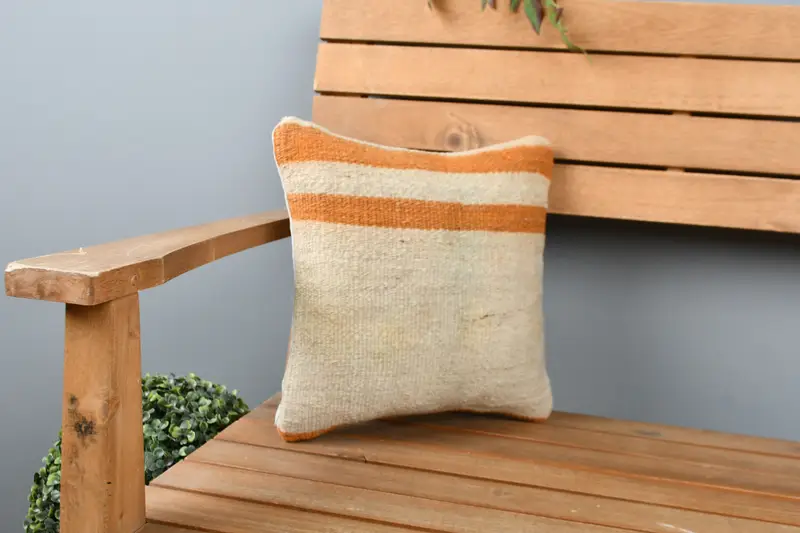 Kilim Cushion Sham, Home Decor Pillow, Throw Kilim Pillow, Pattern Throw Pillow Sham, Pillow, Farmhouse Pillow Cover, 12x12 Beige Pillow Sham - 1
