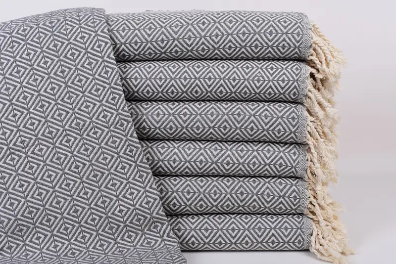 Bridal Shower Gift Dark Gray Diamond Towel, 70x40 Inches