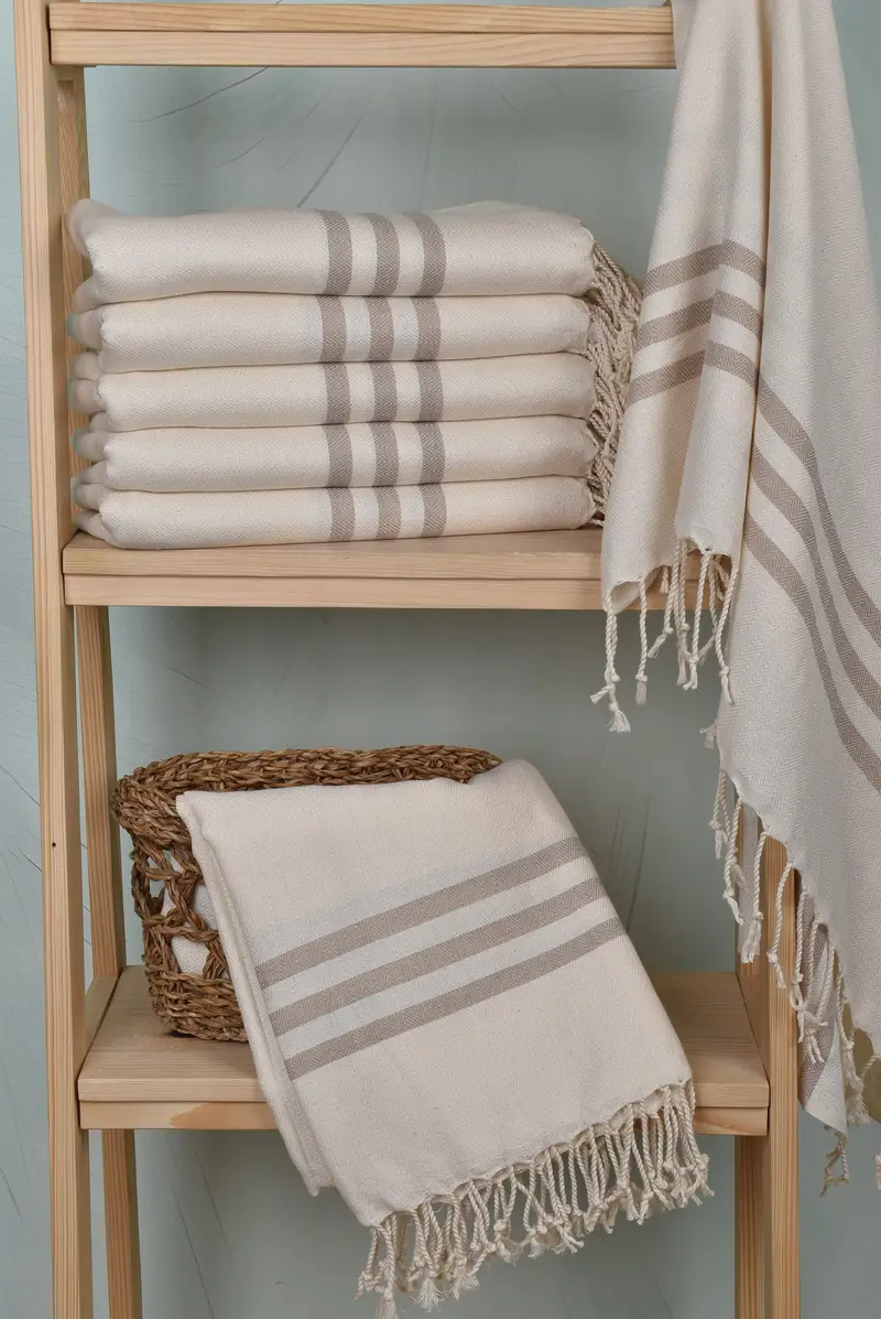 Anniversary Gift For Her, Authentic Turkish hammam peshtemal, 70x40 Cotton Striped Towel, Housewarming Gift, Beach Towel Gift, Turkish beach towel - 3
