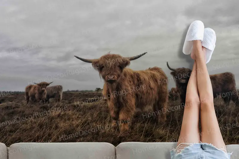 Vahşi Bizon Sürüsü Baskı Halısı: Doğadan Esinlenen Ev Dekorasyonu