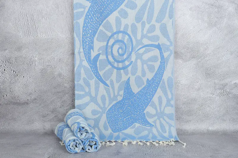 Anniversary Gift For Her, Monogram Hand Towel, Monogrammed Hand Towel, 40x18 Cotton Whale Design Towel, Personalized Gift, Gifts For Him - 1