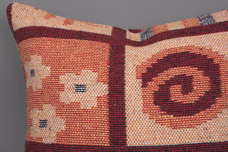 Throw Kilim Pillow, Chair Cushion, 18x18 Orange Pillow, Vintage Pillow, Boho Pillow Sham Cover, Wool Kilim Pillow Pillow Sham, Pillow Cover - 4
