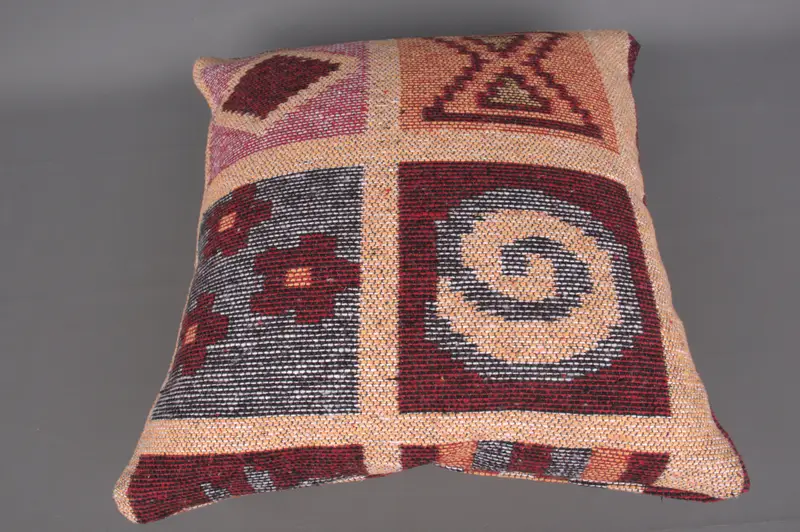 Throw Kilim Pillow, Chair Cushion, 18x18 Orange Pillow, Vintage Pillow, Boho Pillow Sham Cover, Wool Kilim Pillow Pillow Sham, Pillow Cover - 6