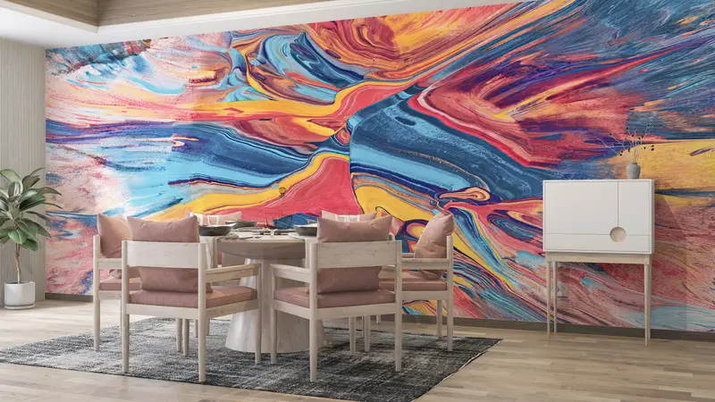 Colorful Abstract Wall Painting,Colorful,Custom Wall Paper,Wall Paper Peel and Stick,Modern Wall Paper,Modern Wall Mural, - 3
