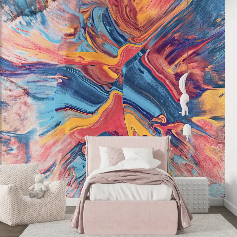 Colorful Abstract Wall Painting,Colorful,Custom Wall Paper,Wall Paper Peel and Stick,Modern Wall Paper,Modern Wall Mural, - 1