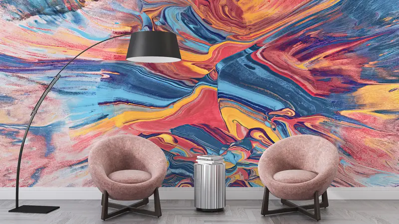Colorful Abstract Wall Painting,Colorful,Custom Wall Paper,Wall Paper Peel and Stick,Modern Wall Paper,Modern Wall Mural, - 8