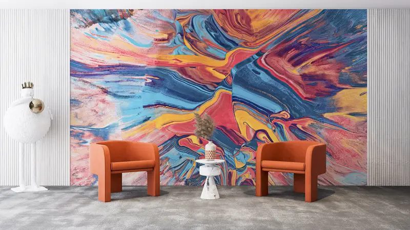 Colorful Abstract Wall Painting,Colorful,Custom Wall Paper,Wall Paper Peel and Stick,Modern Wall Paper,Modern Wall Mural, - 2