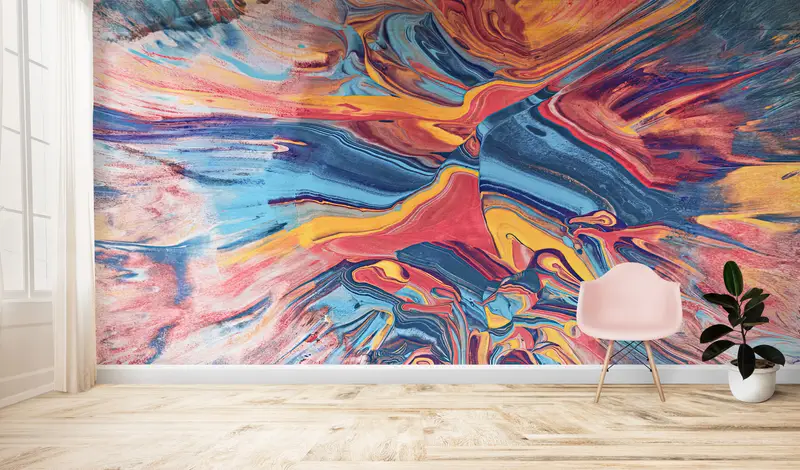 Colorful Abstract Wall Painting,Colorful,Custom Wall Paper,Wall Paper Peel and Stick,Modern Wall Paper,Modern Wall Mural, - 4