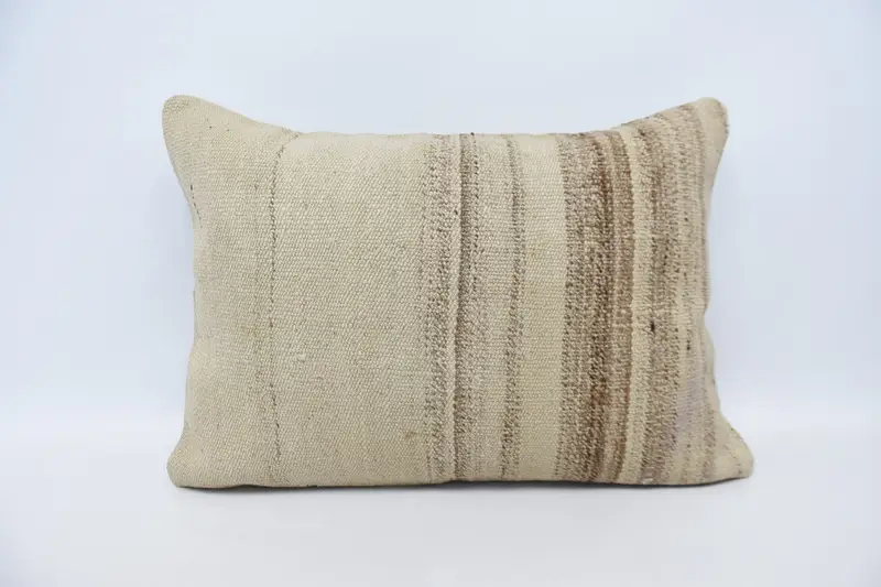 Vintage Gift Pillow Cover, Beige 20x28 inch Pillow Sham, Lounge Striped Pillowcase - 1