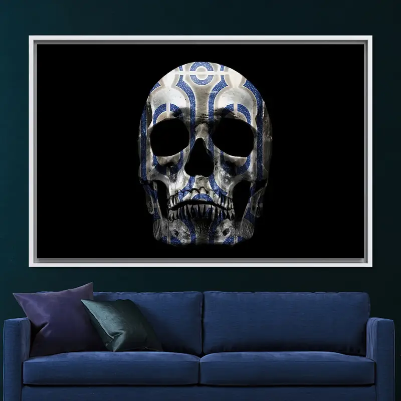 Modern Black Abstract Skull Horror Canvas Print - Trendy Decor