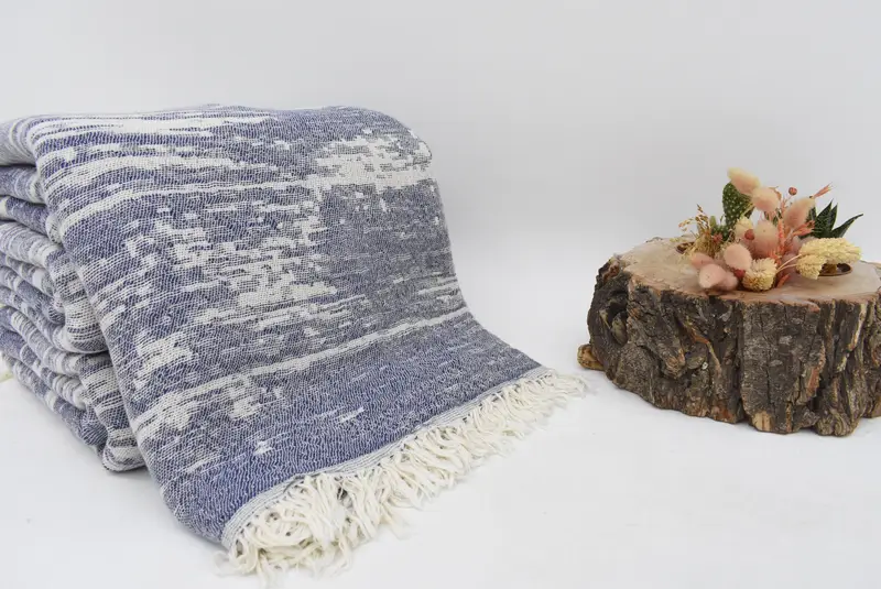 Boho -Wurfdecke, Monogrammdecke, benutzerdefinierte Decke, Duschvorhang, 84x64 Baumwoll -Tarntuch, erster Geschenk des Hochzeitstags, Geburtstagsgeschenk - 3