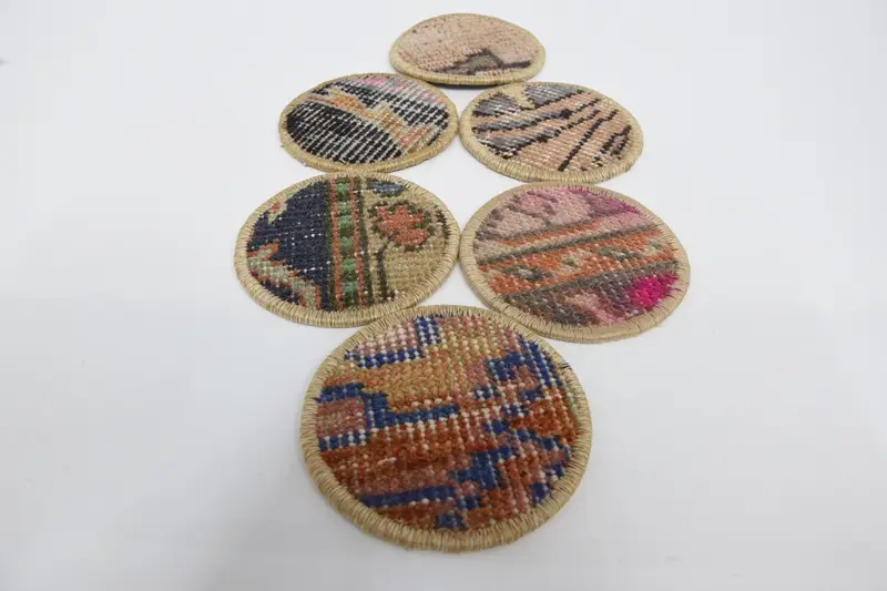 Turuncu ve Bronz Etnik Bardak Altlıkları, Benzersiz ve Rustik Masa Altlıkları