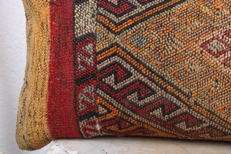 Vintage Kilim Pillow, Traditional Pillow Sham, Tapestry Cushion Case, Kilim Pillow, Kilim Cushion Sham, Pillow Sham, Bright Pillow, 12x36 Red Pillow - 3