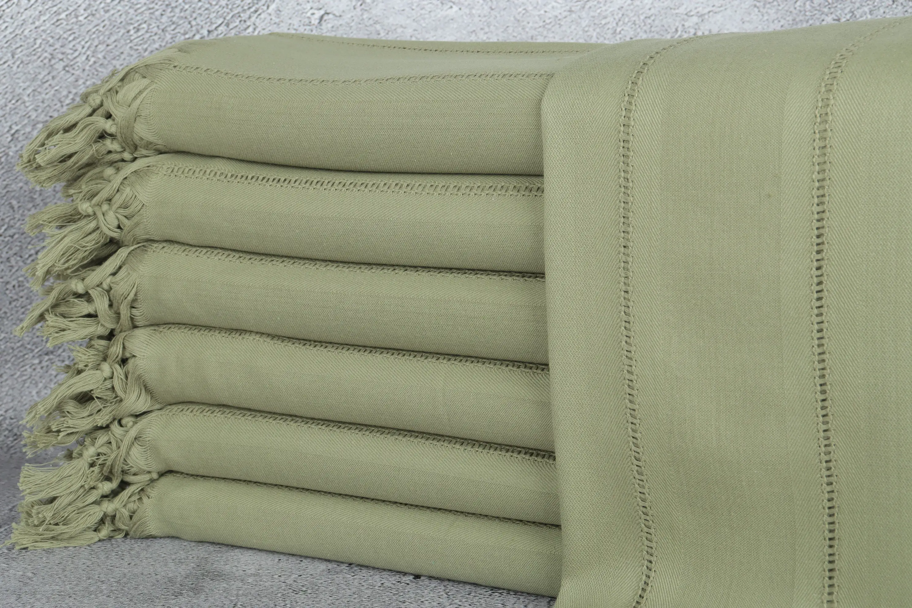 Personalized Custom Beach Towel Khaki Green Striped, 40x67 Inches - 1