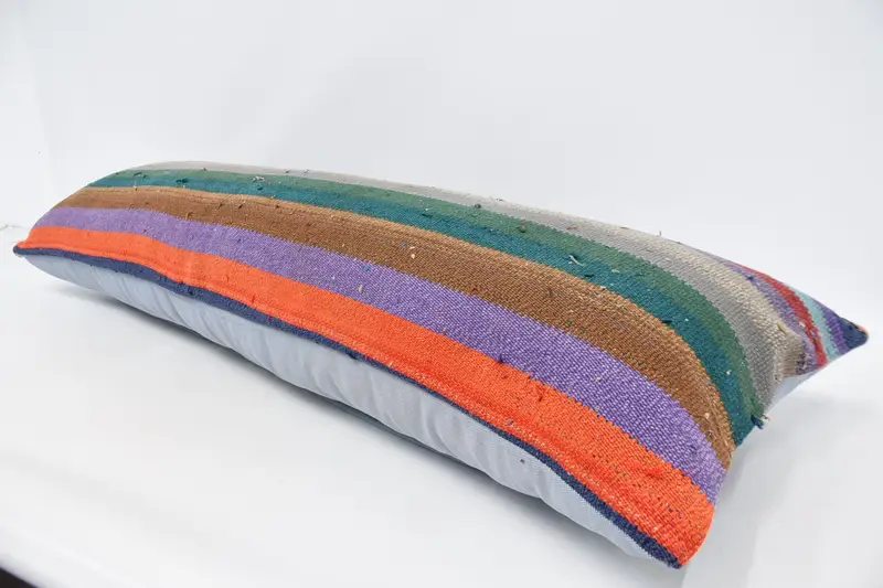 Sofa Bolster Pillow Cover, Decorative Bolster Cushion Case, 16x48 Green Pillow, Kilim Pillow, Boho Pillow, Vintage Pillow, Pillow, Bed Cushion - 5