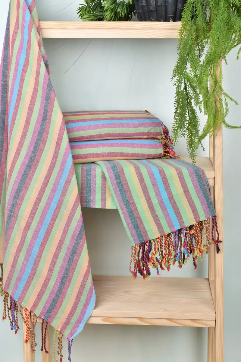 70x36 Cotton Striped Towel, Custom Gift, Bridesmaid Towel, Soft and absorbent Turkish towel, Quick-dry peshtemal, Organic towel, Bathroom Towel - 6