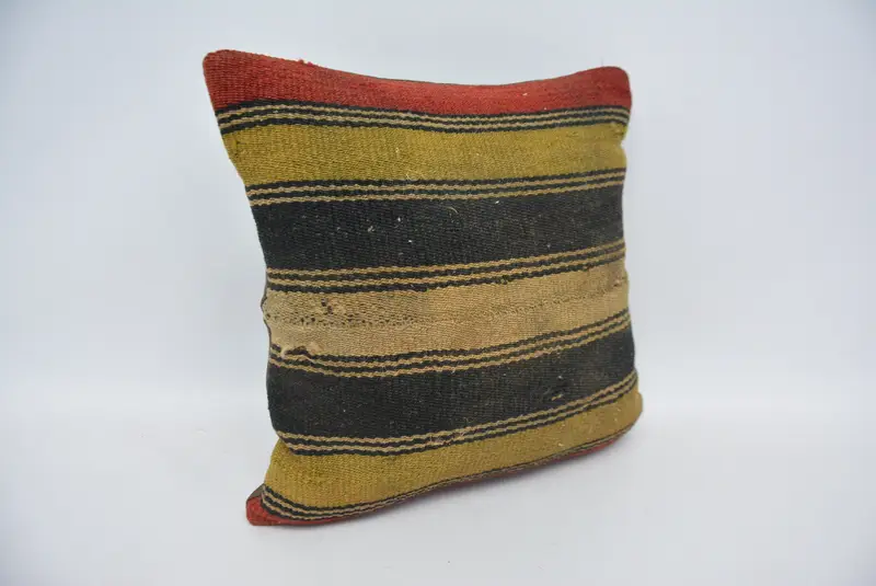 Cushion Cover, Gift Pillow, 14x14 Yellow Pillow, Vintage Kilim Pillow, Authentic Cushion, Anatolian Cushion Cover, Kilim Pillow - 3
