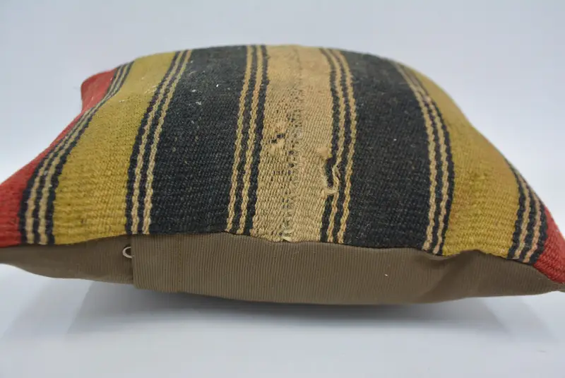 Cushion Cover, Gift Pillow, 14x14 Yellow Pillow, Vintage Kilim Pillow, Authentic Cushion, Anatolian Cushion Cover, Kilim Pillow - 5