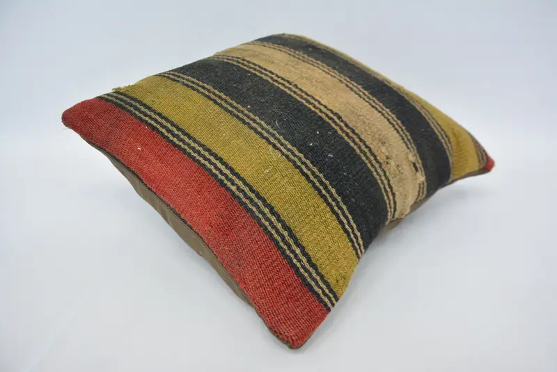 Cushion Cover, Gift Pillow, 14x14 Yellow Pillow, Vintage Kilim Pillow, Authentic Cushion, Anatolian Cushion Cover, Kilim Pillow - 6