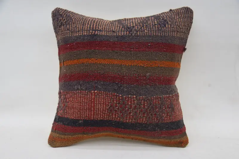 12x12 Red Cushion, Traditional Pillow Sham, Pillow for Couch, Cushion Cover, Custom Cushion, Boho Pillow, Retro Pillow Cover, Kilim Cushion Sham - 4