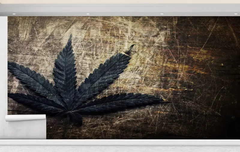 Zarif Baskılı Duvar Kağıdı: Vintage Esrar Yaprağı Tasarımı