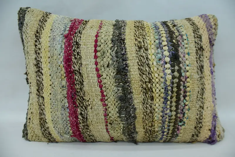 Comfy Throw Cushion Cover, Pillow for Sofa, Sofa Pillow Case, Kilim Pillow, Cushion, Handmade Kilim Cushion, 16x24 Beige Cushion - 1