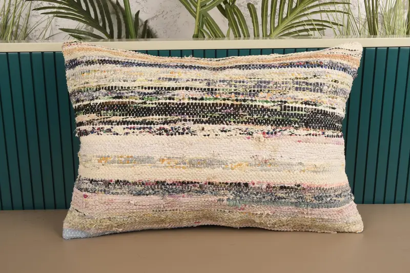 Striped Throw Gift Cushion Cover, Easter Gift 40x60 cm Art Deco White Pillow Case - 1