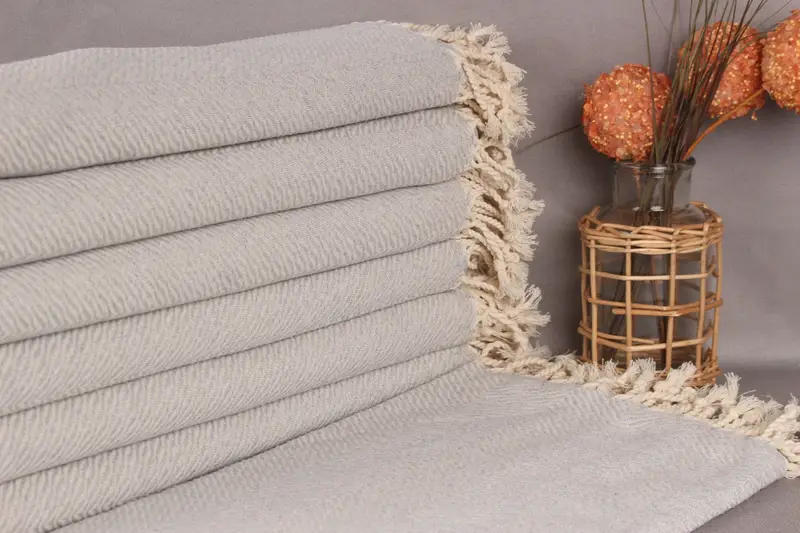 Personalized Turkish Cotton Towel, Light Gray, 40x71 Inches