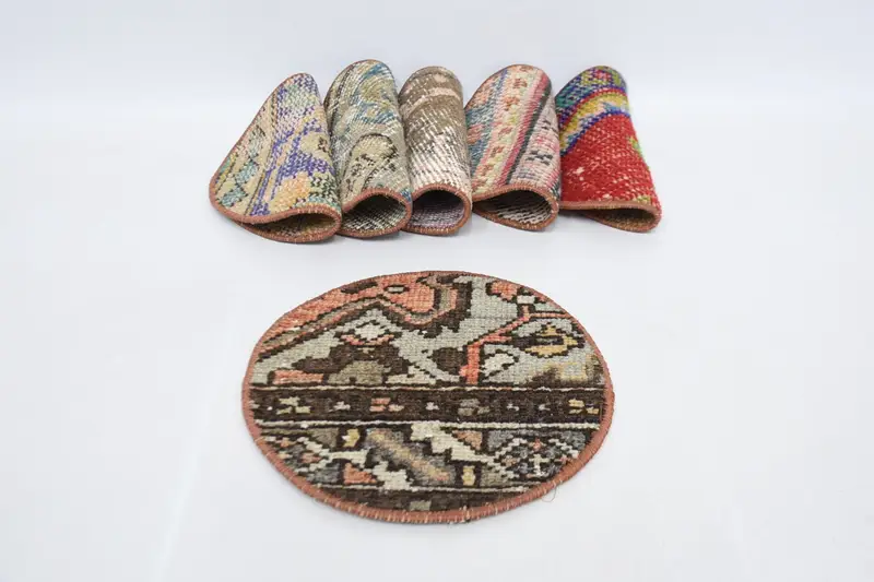 赤と青銅のキリム プレースマット、ユニークなエスニック テーブル装飾