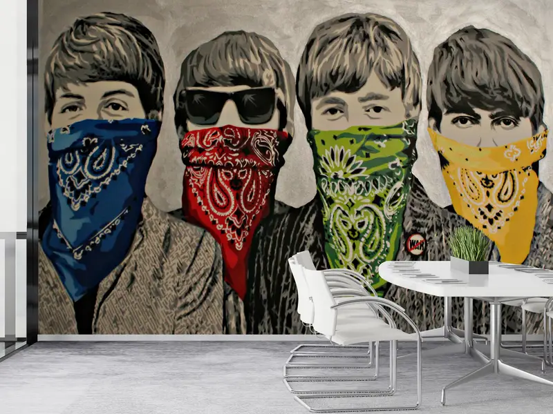 Banksy Bandanas Wanddruck, abstrakte Wallpapier, Graffiti Street Wall Art, The Beatles Wall Mural, Malt Wallpapier, Banksy Wallpaper, - 5
