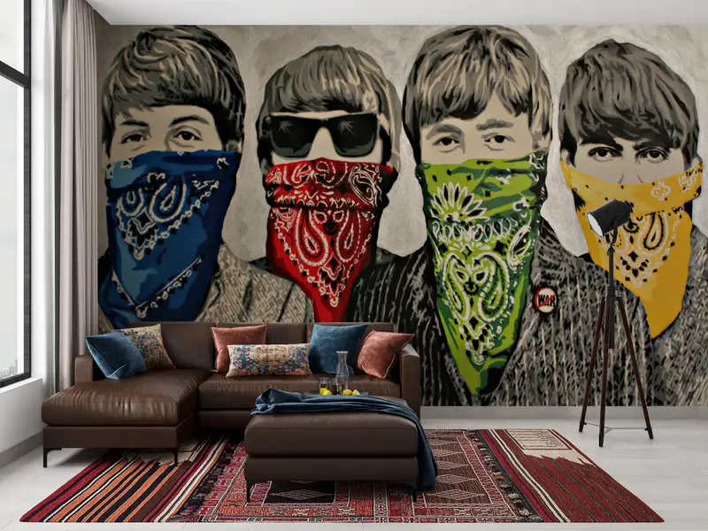 Banksy Bandanas Wanddruck, abstrakte Wallpapier, Graffiti Street Wall Art, The Beatles Wall Mural, Malt Wallpapier, Banksy Wallpaper, - 3