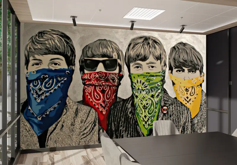 Banksy Bandanas Wanddruck, abstrakte Wallpapier, Graffiti Street Wall Art, The Beatles Wall Mural, Malt Wallpapier, Banksy Wallpaper, - 4