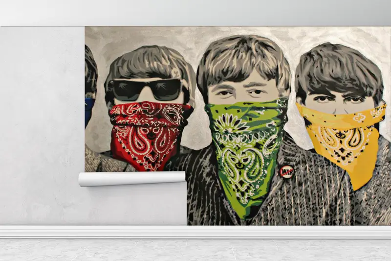 Banksy Bandanas Wanddruck, abstrakte Wallpapier, Graffiti Street Wall Art, The Beatles Wall Mural, Malt Wallpapier, Banksy Wallpaper, - 1